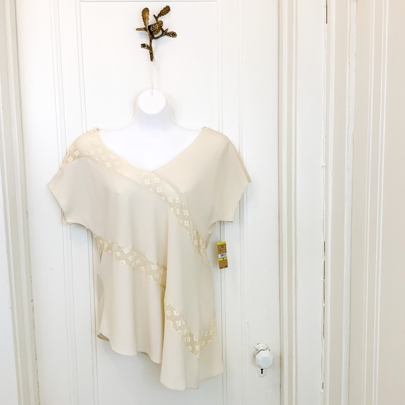 NWT RACHEL Rachel Roy asymmetrical ivory top - Picture 1 of 4